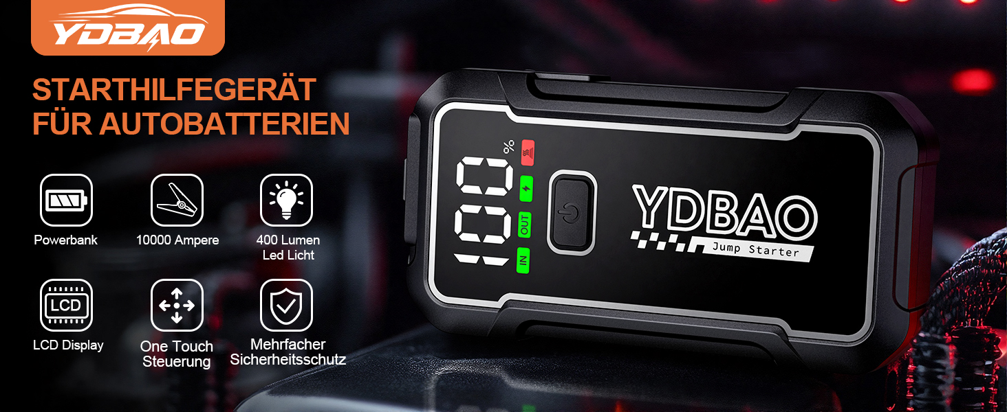 Бустер для автомобіля Starthilfe Powerbank 10000A для 12V авто, пусковий пристрій 9188DE