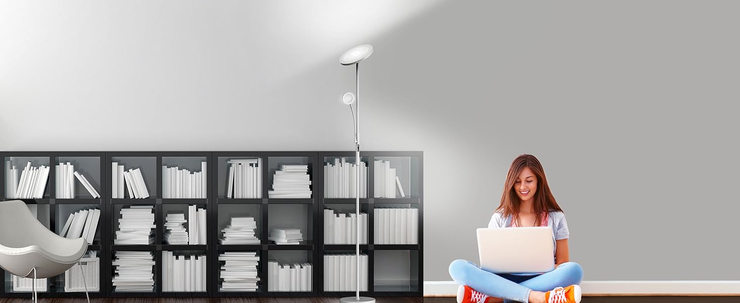 LED-підлогова лампа Modlicht 35W з регулюванням яскравості, чорна, 4200LM, з пультом та сенсорним керуванням, 3000-6000K, для вітальні, спальні, офісу
