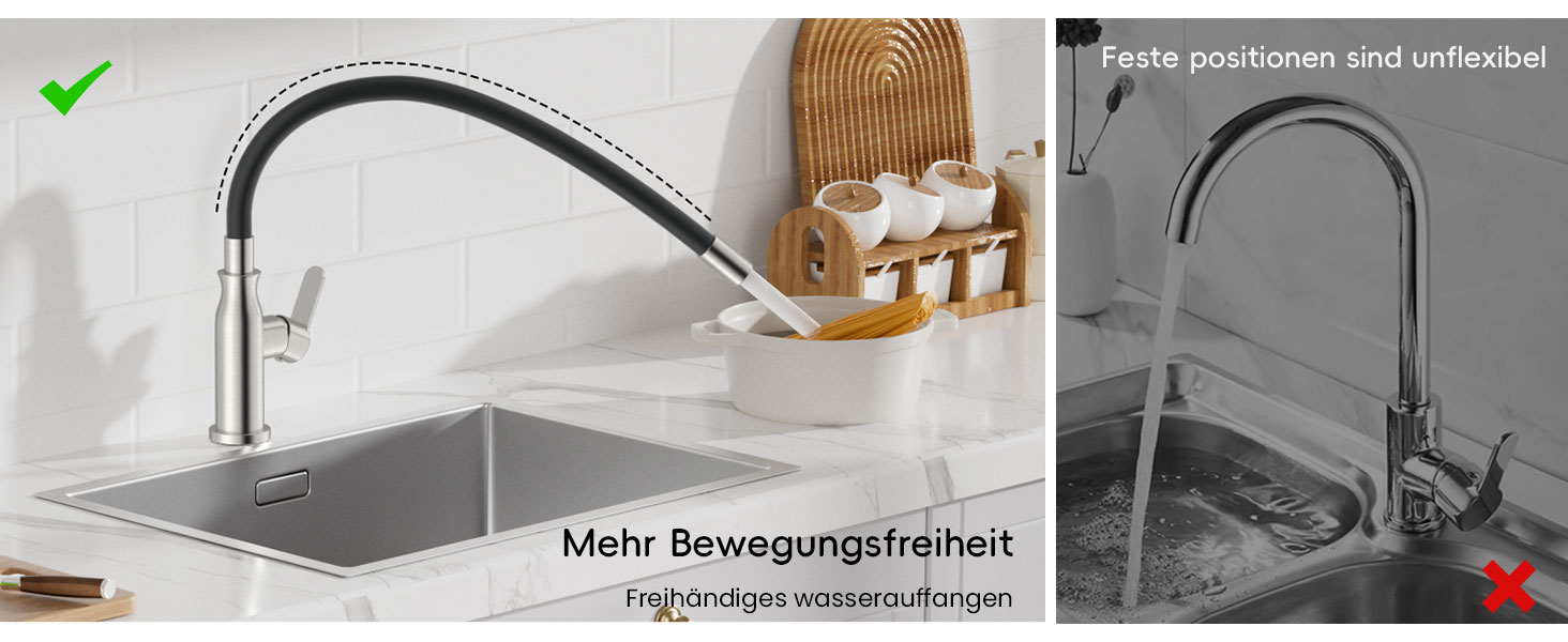 Кран кухонний APPASO 3-в-1 з трьома виходами, чорний, з нержавіючої сталі, для фільтрів води, поворотний на 360°, 2 ручки, низький тиск