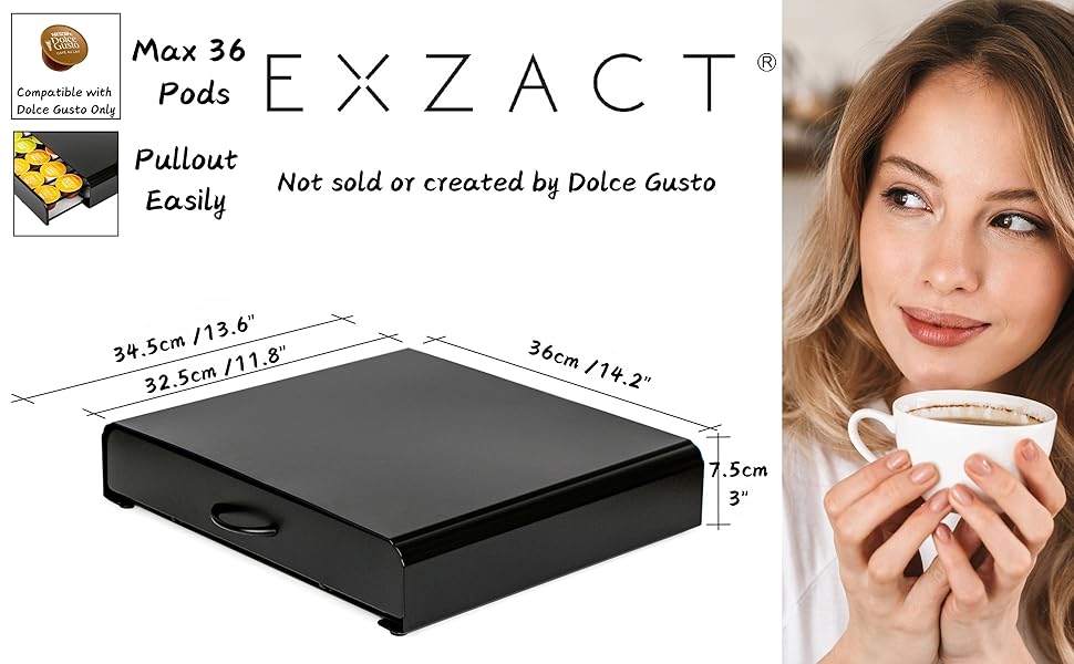 Тримач для капсул кави Exzact, сумісний з Dolce Gusto (32 капсули) – стійка для капсул кави Dolce Gusto, диспенсер/стійка/тримач капсул – 360° обертання та протиковзаюча поверхня (Dolce Gusto x 36)
