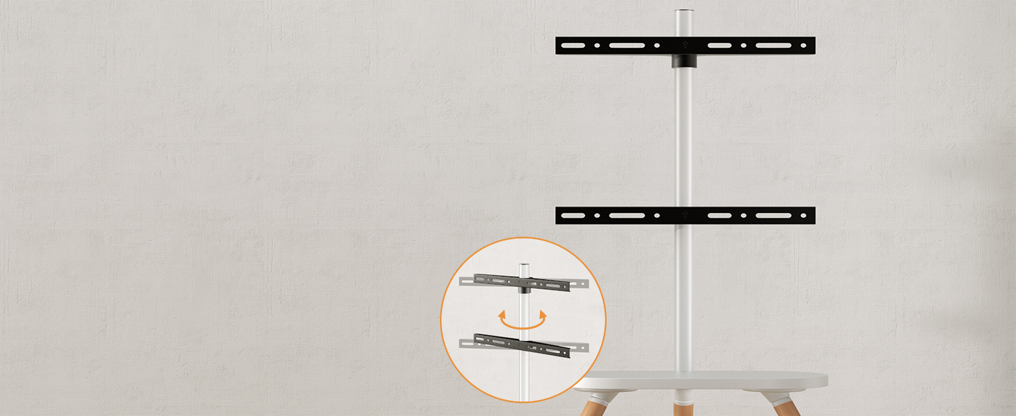 Adjustable TV Stand for 43-65 inch TVs - White Wooden Base with VESA 400x400 Support (35kg Capacity)