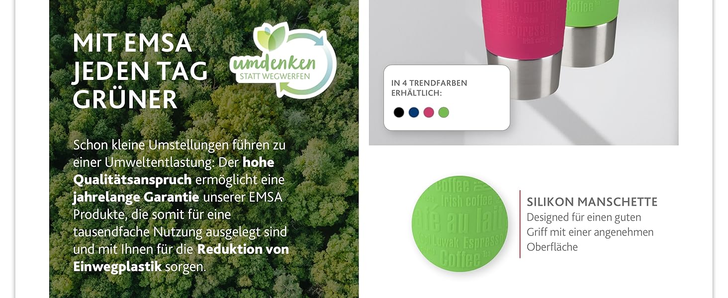 Термокружка Emsa Travel Mug Classic, 360 мл, чорна, з ізоляцією, 4 години гаряче, 8 годин холодне, Quick-Press замок, 360° відкривання