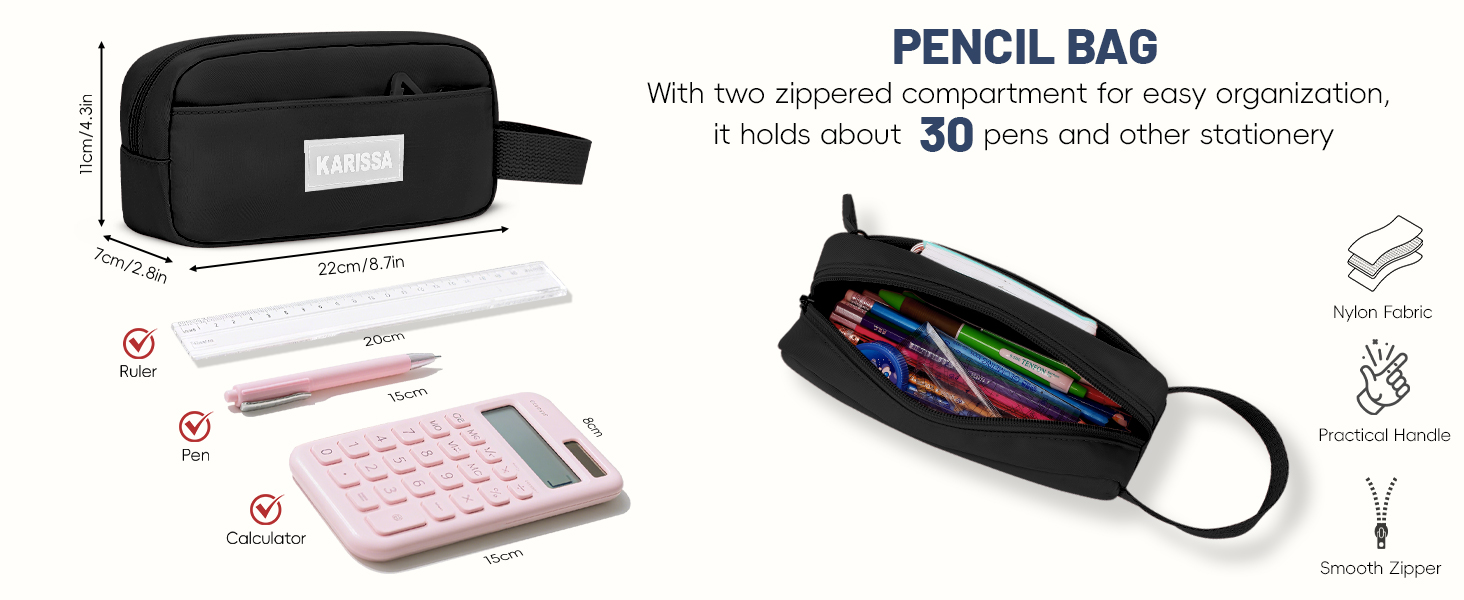 Шкільний рюкзак Tanou для підлітків, чорний, з пеналом та сумкою через плече, відділення для ноутбука 15,6 дюймів