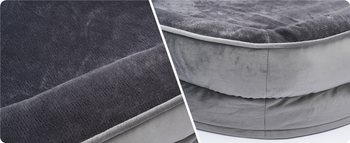 Ортопедичне ліжко для собак, лежанка для собак з валиком, кошик для собак з неслизьким дном, знімний та пральний, для маленьких собак, 71 x 53 x 14 см, темно-сірий