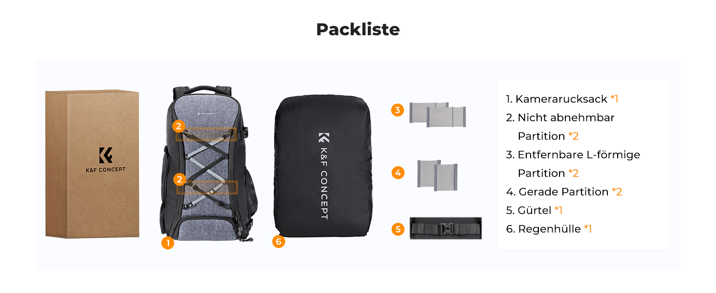 Рюкзак для камери K&F Concept 30L, водонепроникний, з захистом від дощу, для DSLR/SLR, 16