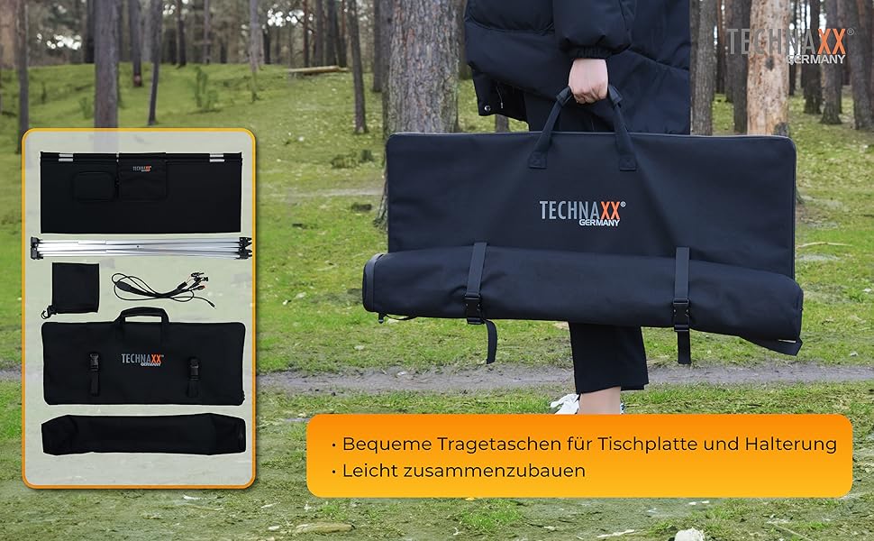 Сонячний кемпінговий стіл Technaxx TX-252 60W з USB зарядкою та сонячною панеллю