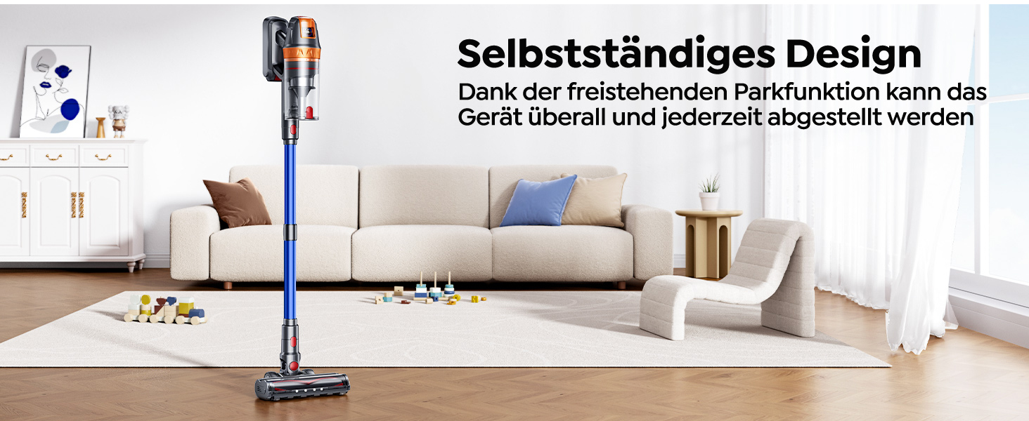 SMOTURE Бездротовий пилосос 650W, 50KPA, для видалення шерсті тварин, 60 хв роботи, самостійна підставка, зарядка на стіні, автоматичний режим для килима/підлоги