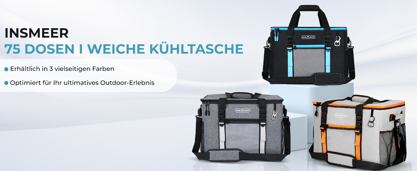 INSMEER Кулер для їжі та напоїв 50 л, великий, складний, для 80 банок, витримує витоки, з відкривачем, для пікніків, кемпінгу, пляжу, сімейних поїздок на 4 особи, чорний
