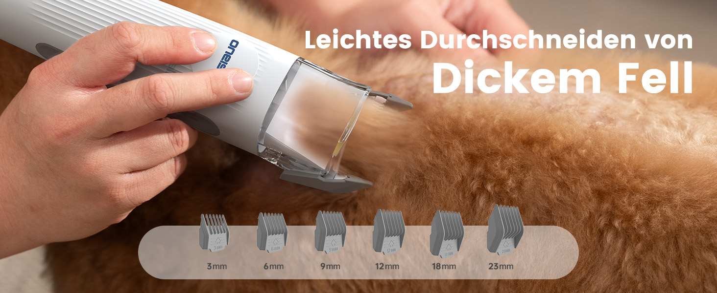 Машинка для стрижки собак Oneisall з пилососом, потужність 12000 Па, збір 99.99% шерсті, тиха, 7 насадок, об'єм контейнера 1.5 л