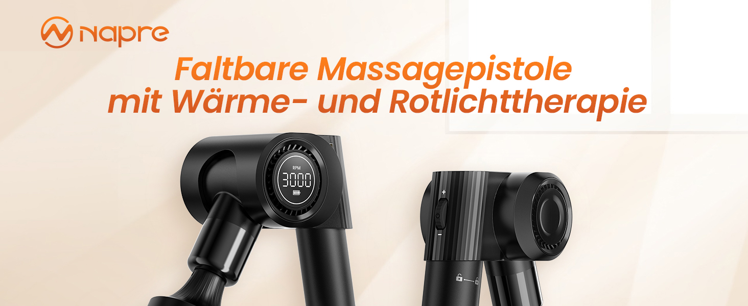 Масажер для м'язів Napre Massagepistole: 32 швидкості, кут налаштування, металевий насадка, чорний & червоний (з червоним світлом)