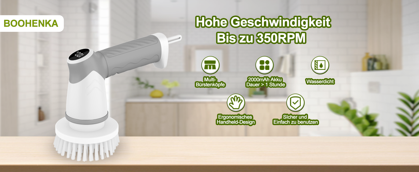 Електрична щітка для чищення, портативна, з обертанням, акумуляторна, 5 насадок, для миття дисків, плитки, ванної, кухні, підлоги, кутів, вікон та авто