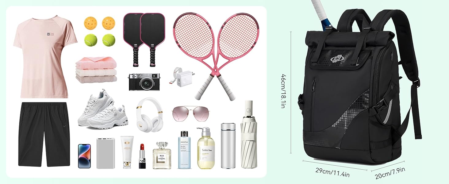 Спортивна сумка для тенісу UtiaMiaoGonGo - рюкзак для ракет, вміщує 2 ракетки, з відділенням для взуття, підходить для бадмінтону та падел-тенісу