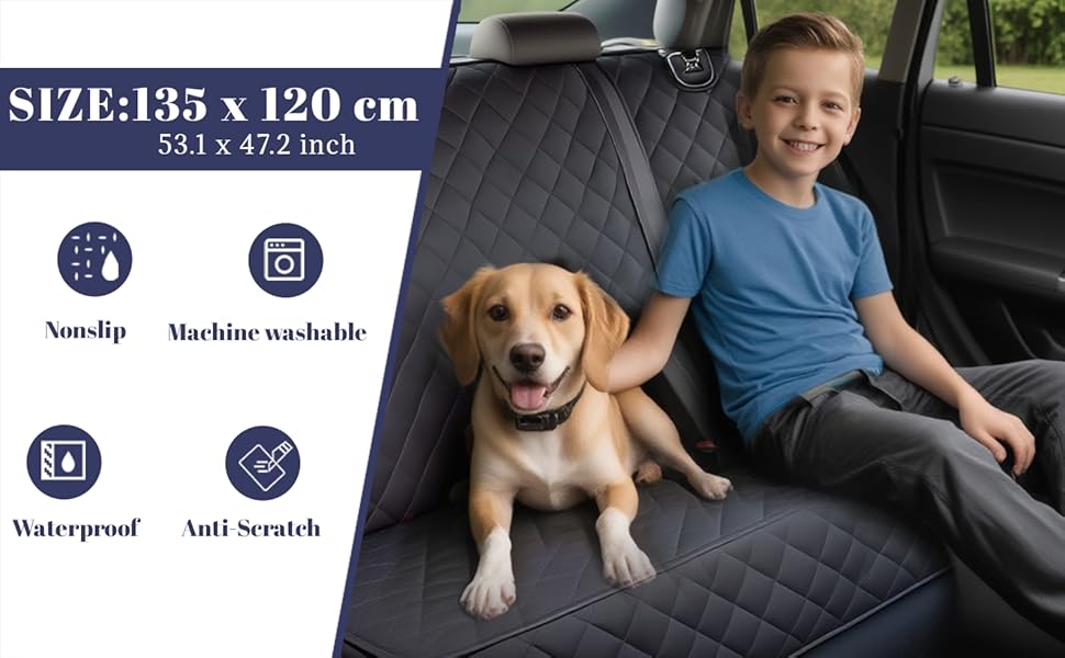Накладка на сидіння автомобіля для собак, 135x120 см, водовідштовхувальна, стійка до подряпин, універсальна, для вантажівок, легкових автомобілів, позашляховиків, Jeep