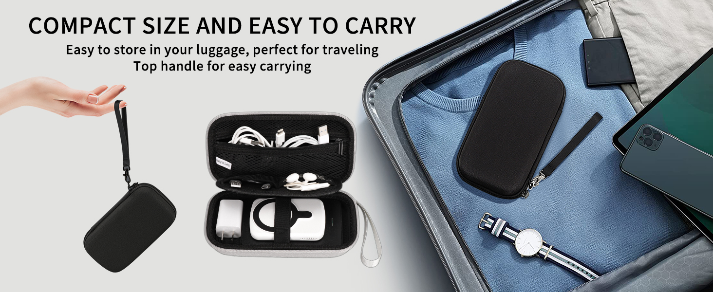 Органайзер для кабелів Teskyer, чорний, водонепроникний, жорсткий корпус, 8,5 x 17,5 x 6 см