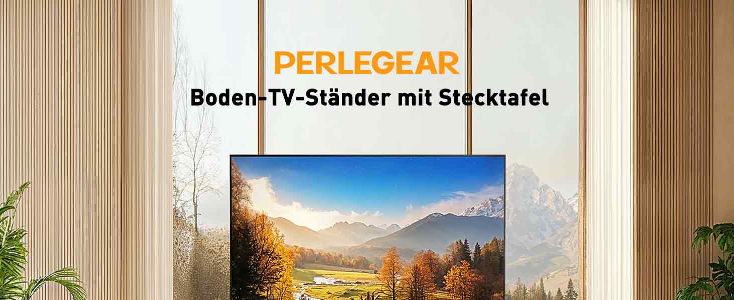 Підставка для телевізора Perlegear з кріпленням для 32-86 дюймів, до 60 кг, з отвором для кріплення та 6 положеннями по висоті, з дерев'яною основою, VESA до 600x400 мм, PGFS13