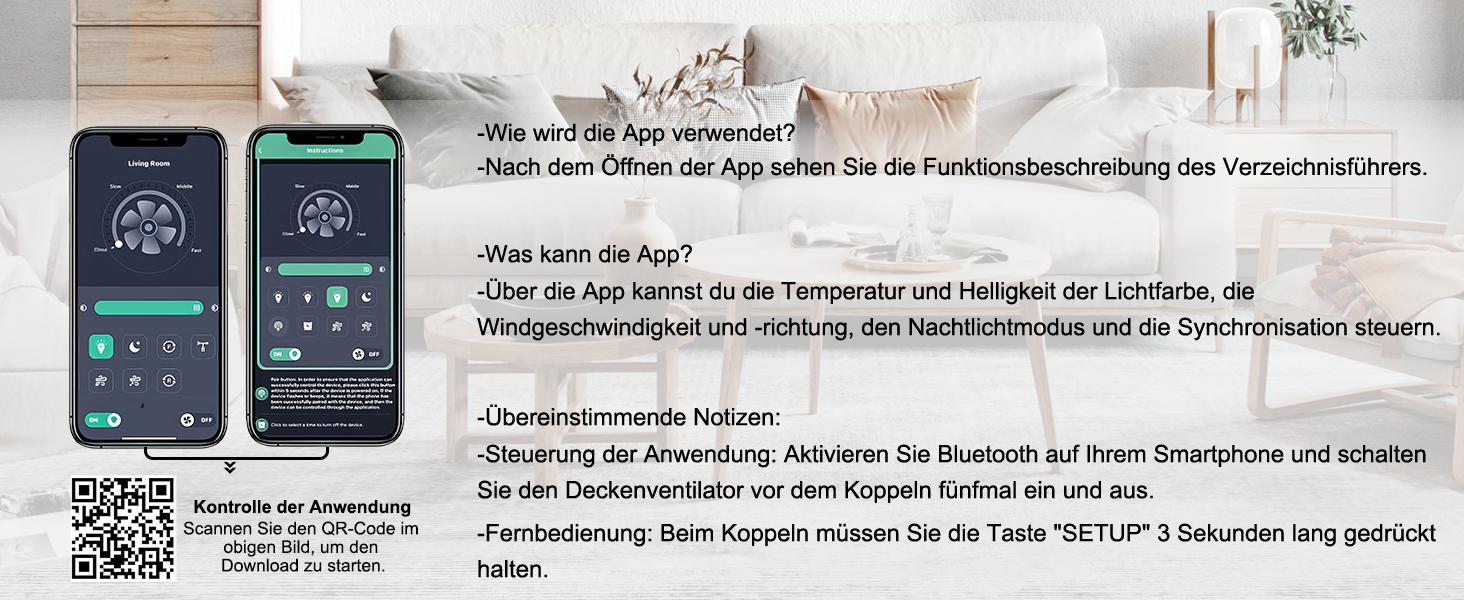 Deckenventilлятор Ohniyou 132 см (52 дюйми) з освітленням, пультом ДУ та керуванням через додаток, регульована яскравість, тихий DC-двигун, для спальні, вітальні, тераси (білий)