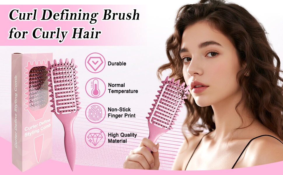 Щітка для кучерявого волосся, формування кучерявок, для жінок та чоловіків (рожева)
