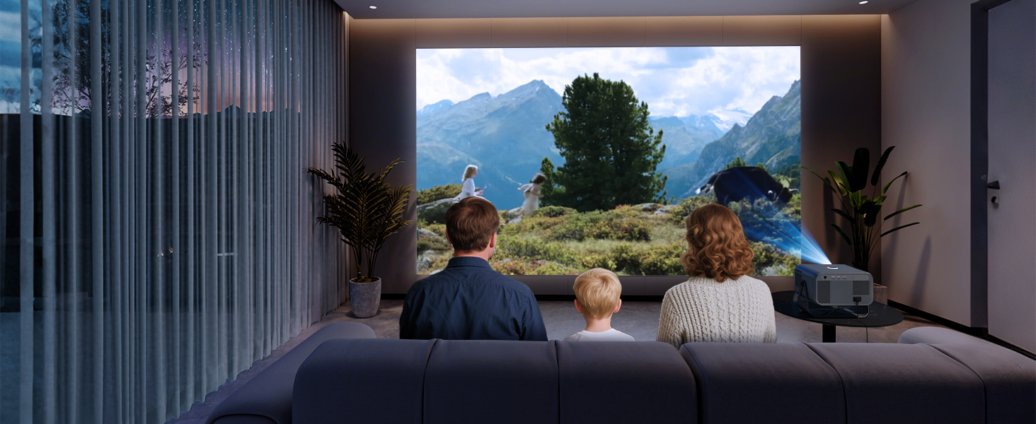 Beamer 4K для дому: 500 ANSI люмен, 1080P (підтримка 4K), автофокус, корекція трапецеїдального спотворення, WiFi 6, Bluetooth 5.0, Smart Beamer A-500ANSI