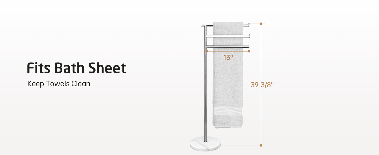 Підставка для рушників KES Gold на ніжці, з мармуровою основою, з нержавіючої сталі 18/8, 3-х секційна, полірована, BTH219-BZ