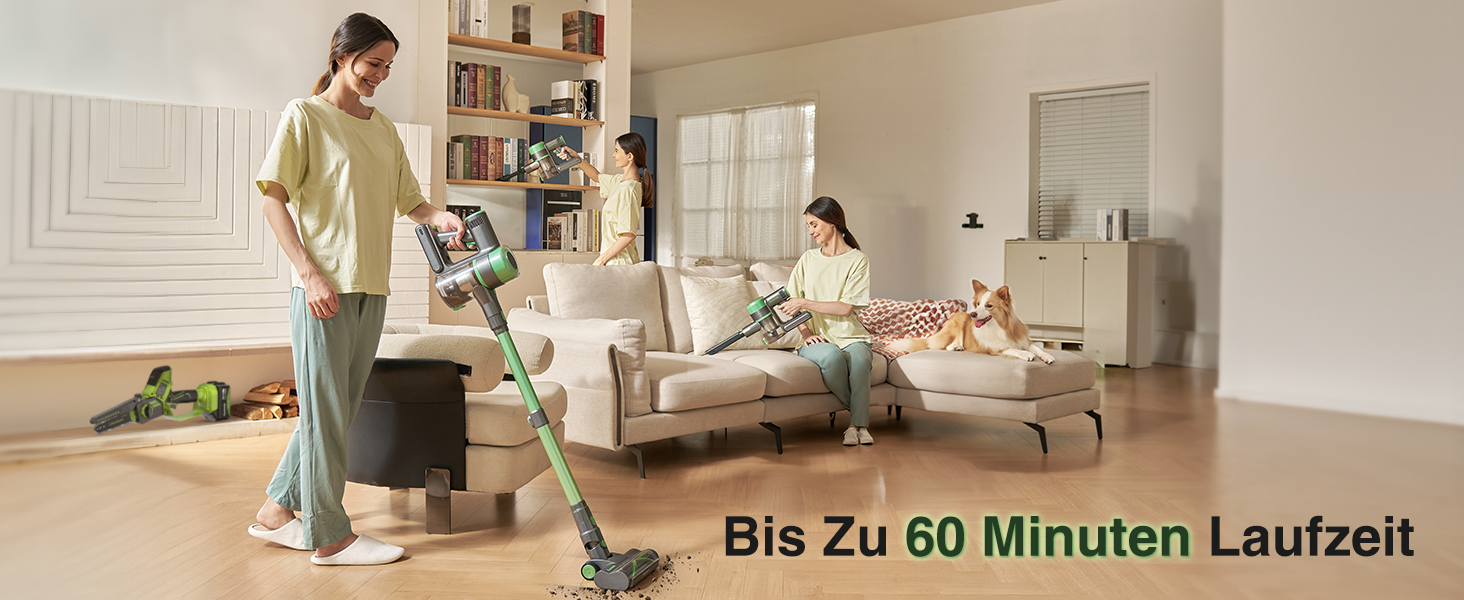 Акумуляторний пилосос 30000 Па, бездротовий пилосос з часом роботи 60 хв, тихий акумуляторний пилосос з LED-дисплеєм/антизаплутувальною насадкою, 450 Вт ручний пилосос для твердих поверхонь, килимів та шерсті тварин