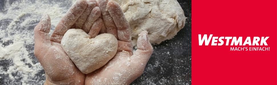 Набір для випікання Westmark: миска 2,5 л, мірний кухоль 1 л, мірна кружка 1 л, пластик, білий/червоний/прозорий