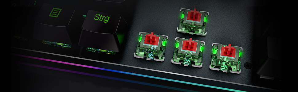 Black Shark Механічна ігрова клавіатура RGB, QWERTZ, німецьке розкладка, червоні перемикачі, 105 клавіш, металева пластина, програмована, для геймерів