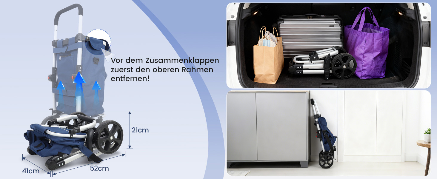 Складаний візок для покупок Sekey 60L з кулерним та відділенням для напоїв, 3-в-1, з регульованою ручкою, для покупок та кемпінгу, чорний