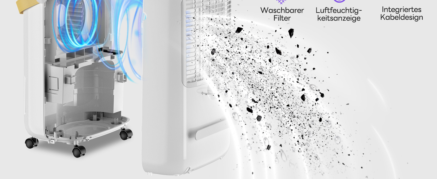 Електричний осушувач повітря 9л/24г, тихий, з дитячим блокуванням, захистом від переливу та автоматичним перезапуском. Підходить для спальні, ванної кімнати, підвалу та пральні. Осушувач повітря 16л/день.