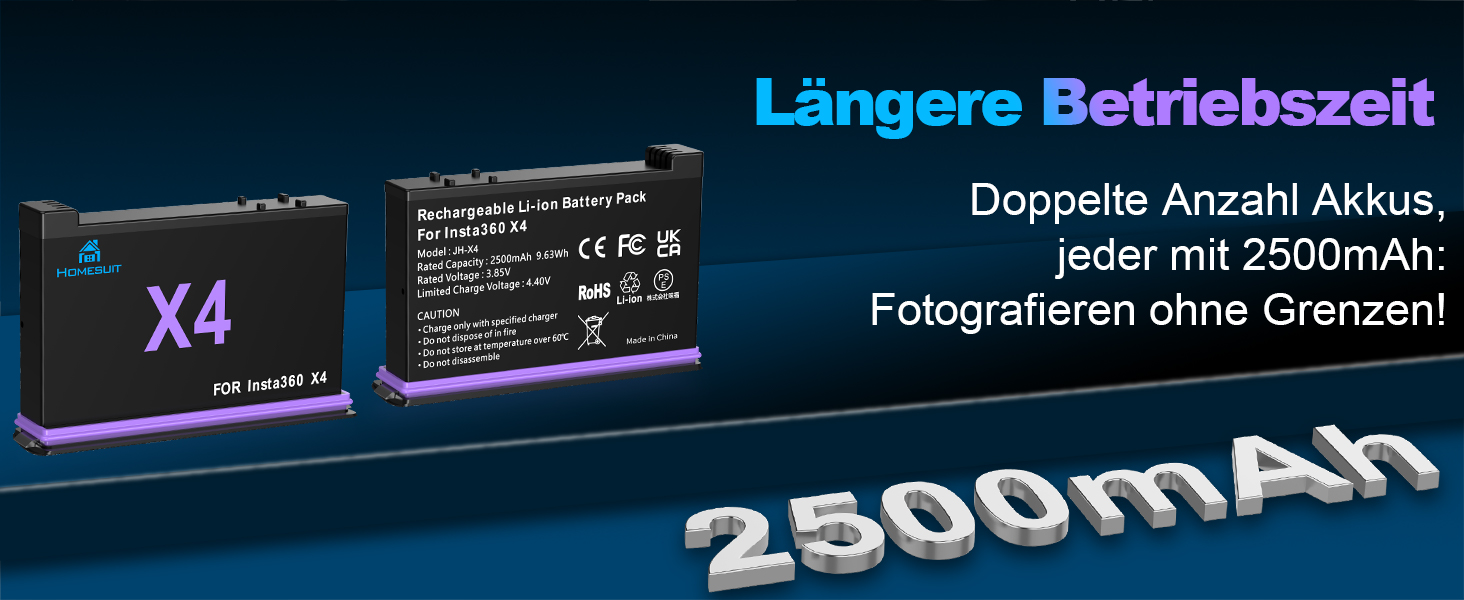 Акумулятор Insta360 X5 2 шт. 2850mAh + LED зарядний пристрій + Micro SD картридер (2x акумулятор X4, 1x LED зарядний комплект)