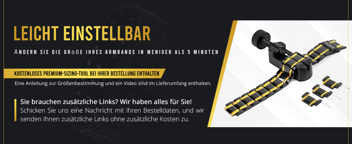 Браслет-магнітотерапія MagnetRX® Titan для чоловіків – браслет з титану з потрійною силою магнітів, регульована довжина, якісна застібка (Чорний/Золотий)