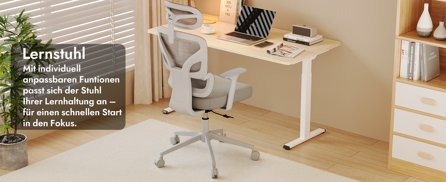 Ергономічне крісло для офісу та геймінгу з регульованою підголівником та 3D підлокітниками, підтримкою попереку, сіре