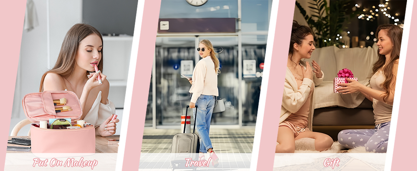 Велика косметичка для жінок, дорожня косметичка з відділеннями, шкіряна, чорна. Водостійка косметичка для макіяжу та аксесуарів.