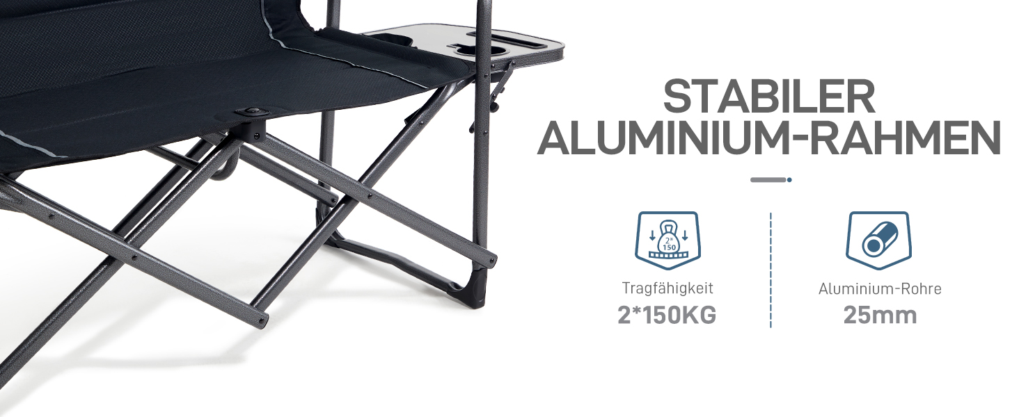 Крісло для кемпінгу Timber Ridge на 2 особи, розкладне, 300 кг, для риболовлі, пікніків, фестивалів, з бічним столиком