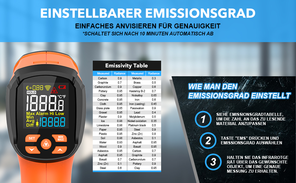 Інфрачервоний термометр MESTEK для вимірювання температури -40°C до 1600°C з K-зондом, лазерний, LCD, з сигналізацією, для кухні, промисловості, HVAC