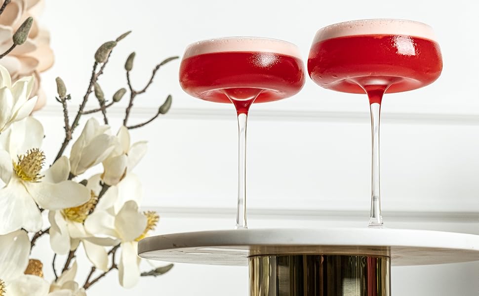 Набір келихів Coupette для коктейлів та шампанського, 4 шт. | 260 мл, кришталь, довгий ніж | для Мартіні, Дайкірі, Космополітен