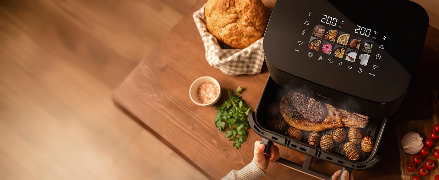 Фритюрниця Cecotec Cecofry & Grill Smokin' 6500 Plus 6.5л з грилем та функцією копчення, 2200 Вт, чорна