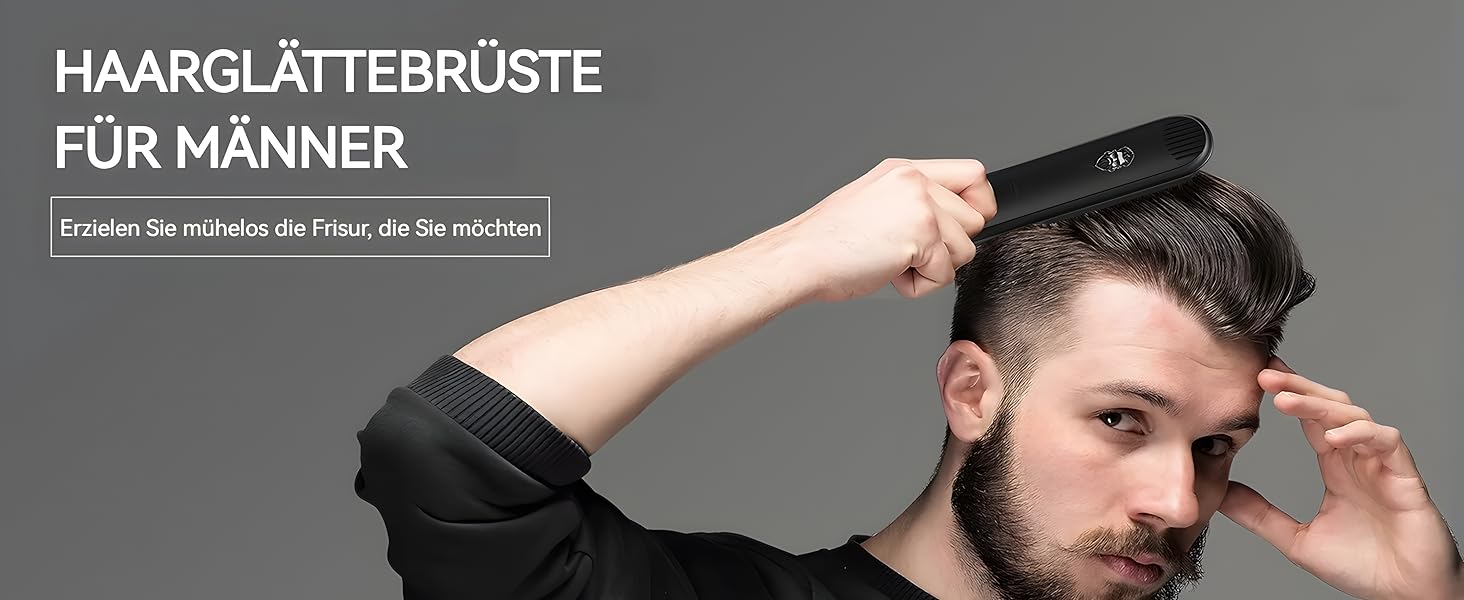 Електрична випрямляч для волосся TENTEK для чоловіків з регулюванням температури, іонізація, захист від опіків, чорний