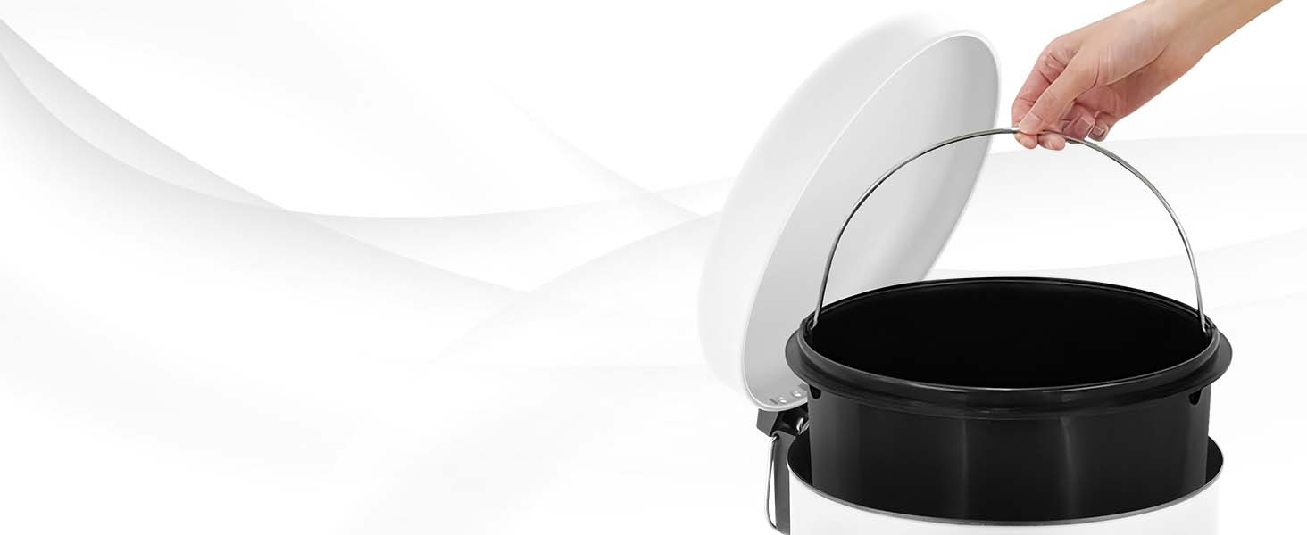 Відро для сміття Ribelli 30L з нержавіючої сталі з педаллю, внутрішнім відром, м'яким закриттям, сортування сміття, кругле (біле)