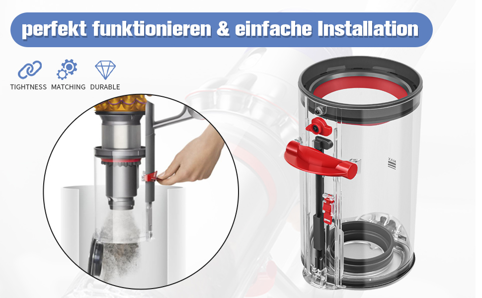 Dyson V11 V15 SV14 SV15 SV22 Dust Bin Replacement - Compatible with 970050-01 & 965443-01 Part Numbers (with Filter)
