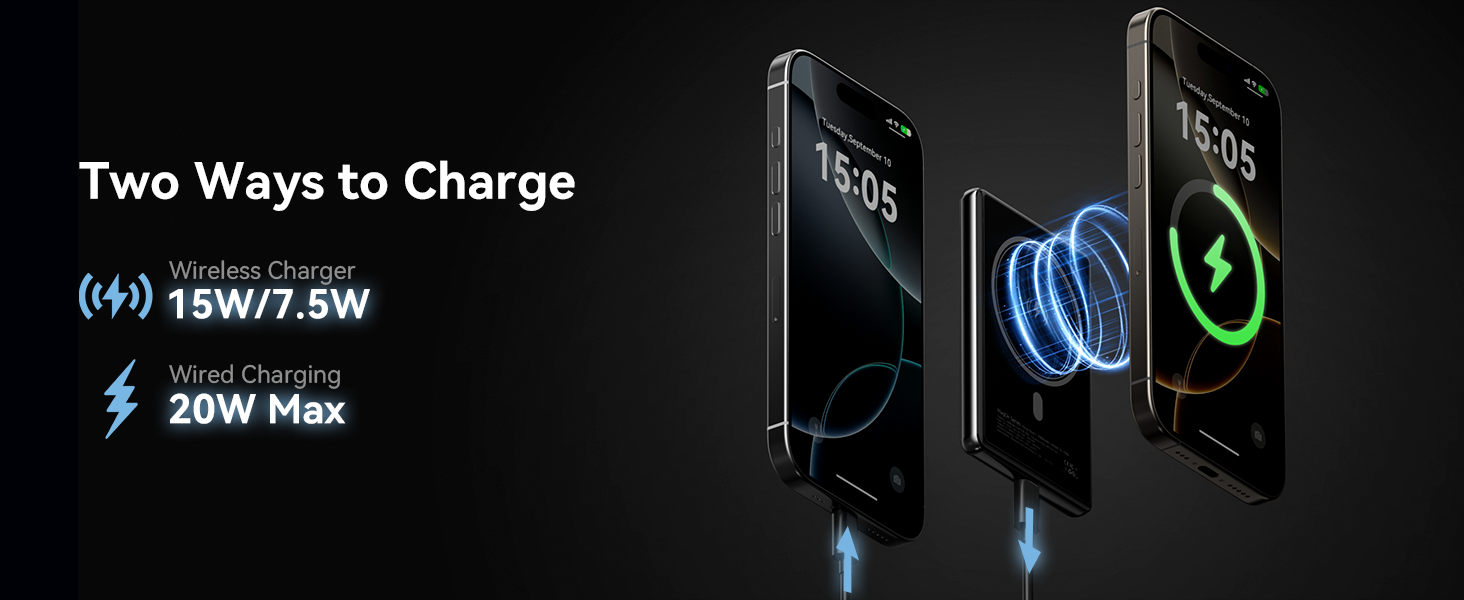 Power Bank Magsafe 5000mAh/10000mAh (Сірий/Чорний) - Бездротова зарядка, PD 20W, USB-C, Тонкий, для iPhone 16/15/14