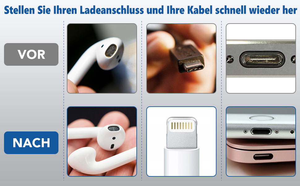 Набір для чищення iPhone та смартфонів: лінійний роз'єм, навушники, динаміки. Інструменти для ремонту iPad Pro, Lightning-кабель чорного кольору