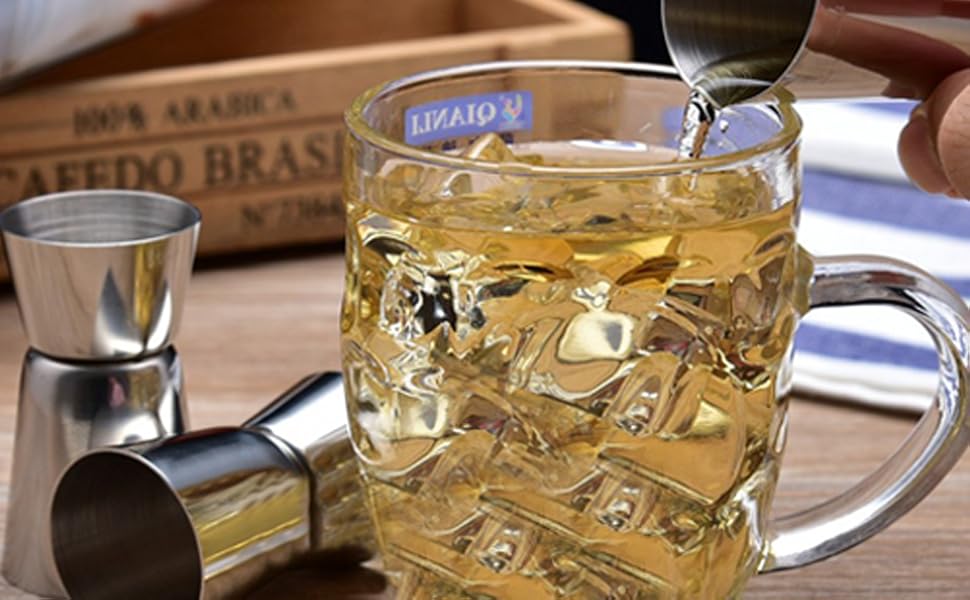 Набір барного аксесуару: ложки для змішування (3 шт.), мірні склянки (3 шт.), барні склянки, ложка для коктейлів з виделкою (25.4 см)