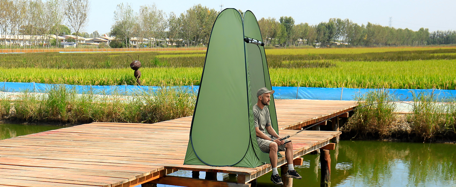Charmofun Pop Up Camping Shower Tent with UV Protection - Portable Toilet & Changing Tent for Beach & Outdoor Use (Green)
