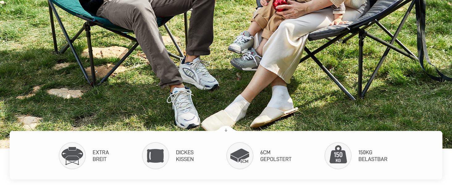 Крісло-місяць EVER ADVANCED Luxus XXL для кемпінгу, складне, до 150 кг, сіре. З подушкою, для саду, балкону, приміщення