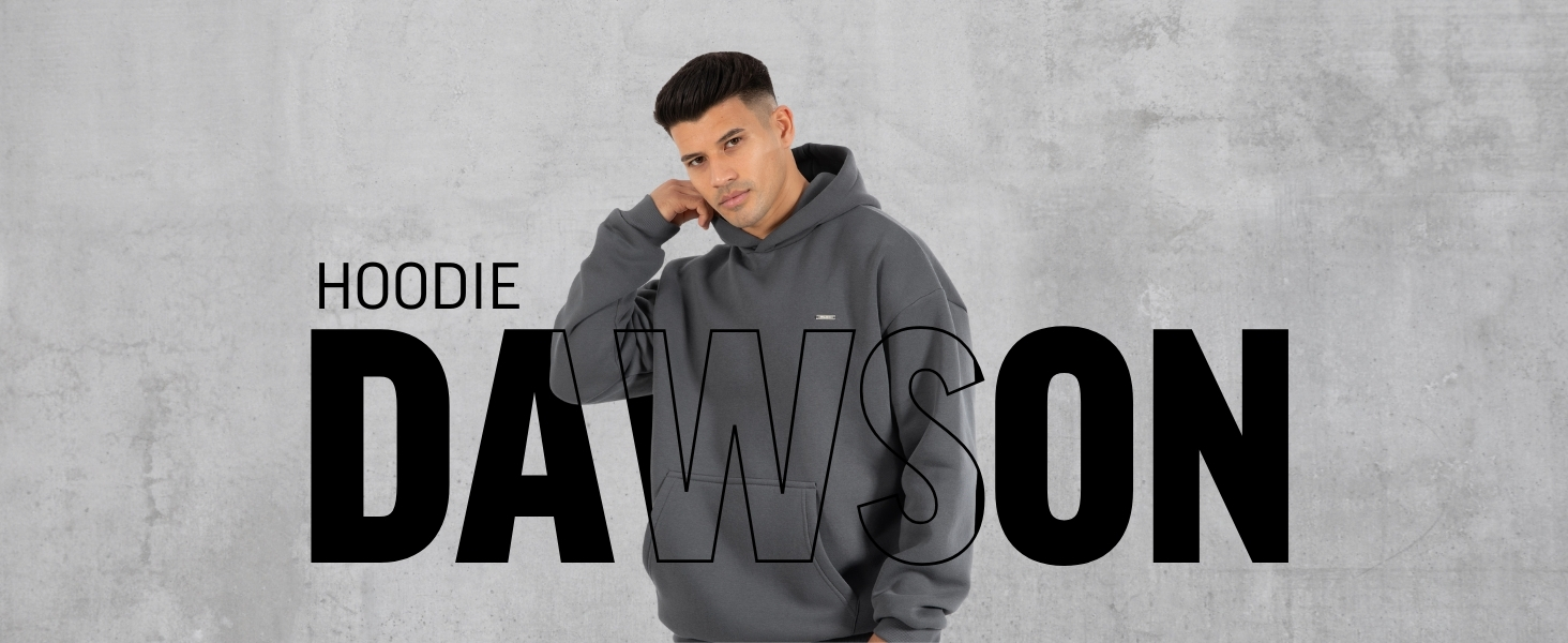 SMILODOX Худі Dawson для чоловіків - Оверсайз толстовка з капюшоном - З довгим рукавом, Ідеально для спорту, стилю вулиці та повсякденного носіння, Зручна та універсальна, Чорний колір