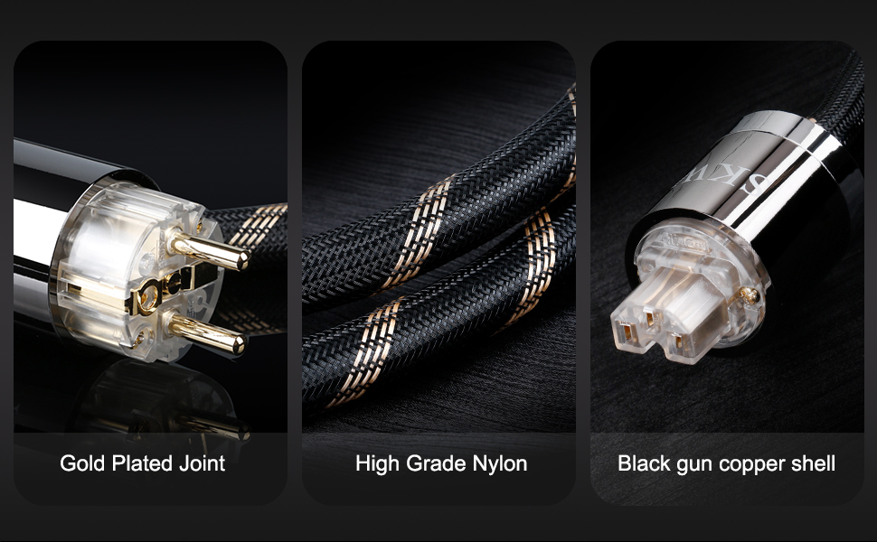 Hi-End мережевий кабель SKW Audiophile Schuko, силовий кабель живлення для сабвуфера, підсилювача, AV/DV систем (3м, чорний)