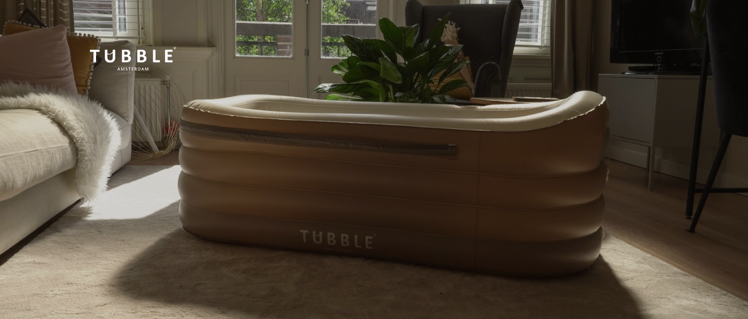 Надувна ванна Tubble Royale 255 літрів - складана ванна для дорослих, 188 см, монтаж за 1 хв, для дому та вулиці, Home Spa & Eisbad, Ambient Taupe