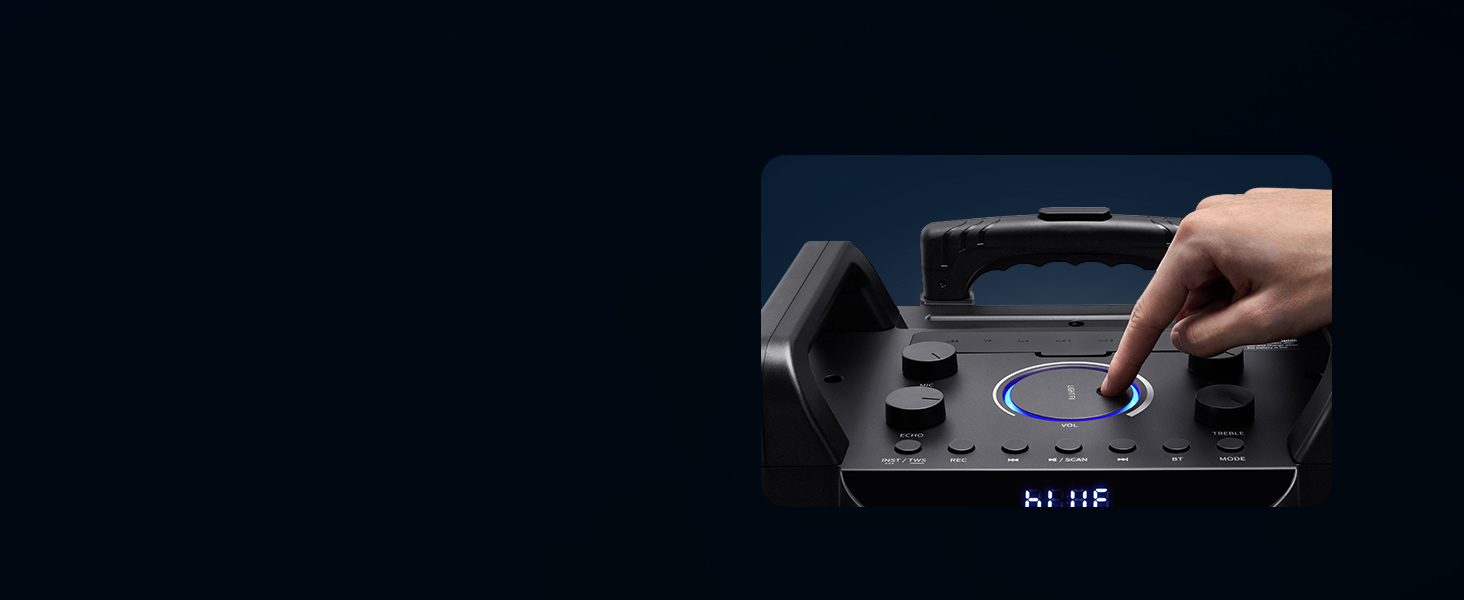 Moukey MK3016 – Караоке система з вокером 26см та твітером 8см, 2 мікрофони, Bluetooth, світлові ефекти, AUX/USB/TF/FM, TWS