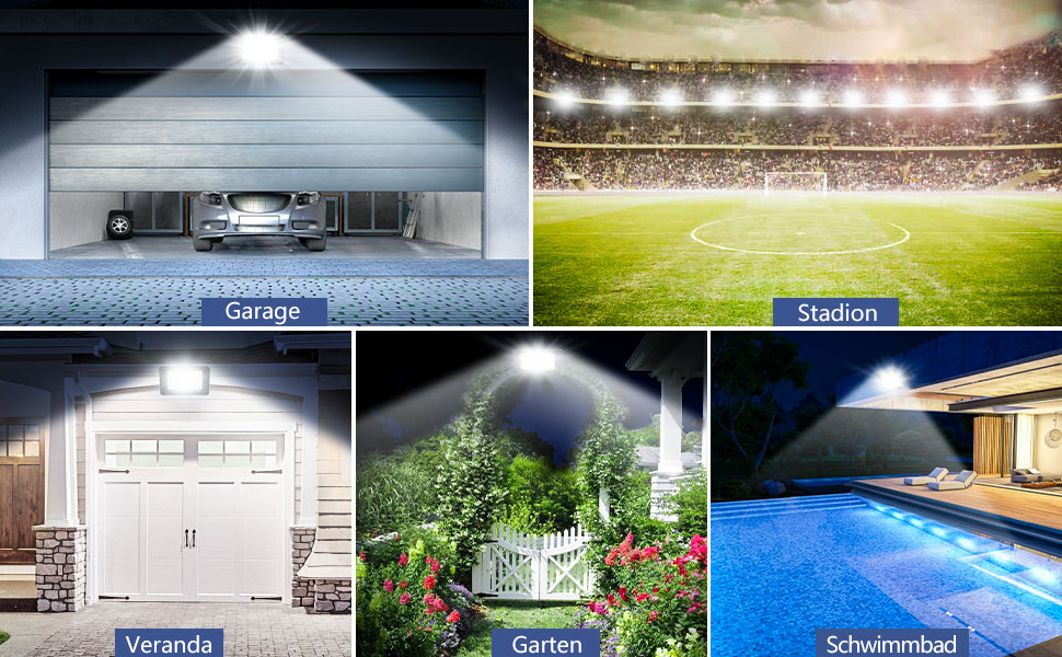 Світлодіодний прожектор 100W для вулиці, 10000Лм, 144 LED, IP65, 6500K, водонепроникний ліхтар для саду, двору, гаража, вхідних дверей