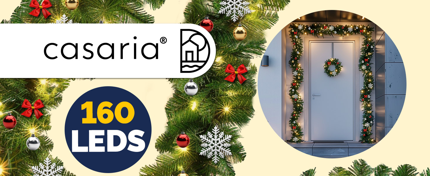 Гірлянда святкова CASARIA 5м, 100 LED, тепле біле світло, для декору приміщень та вулиці